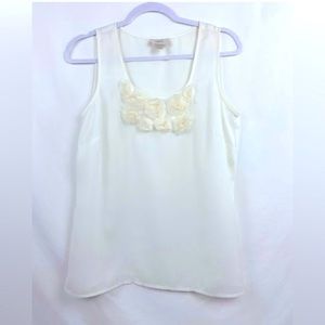 Ann Taylor Blouse Top Ivory Sleeveless Sheer Size Medium